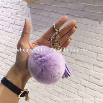 Keychain de cuero popular del pom del pom de la piel del pompom de la borla de 2016craft